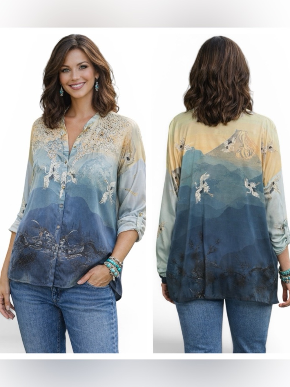 Johnny Was Denali silk blouse NWT RARE (oversized)